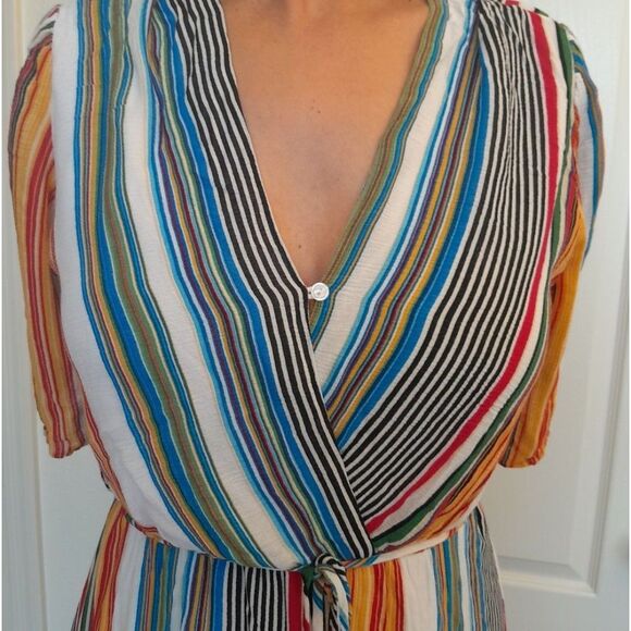 Fraiche by J, Multicolor stripes, wrap top, Short Sleeve dress - Picture 9 of 16